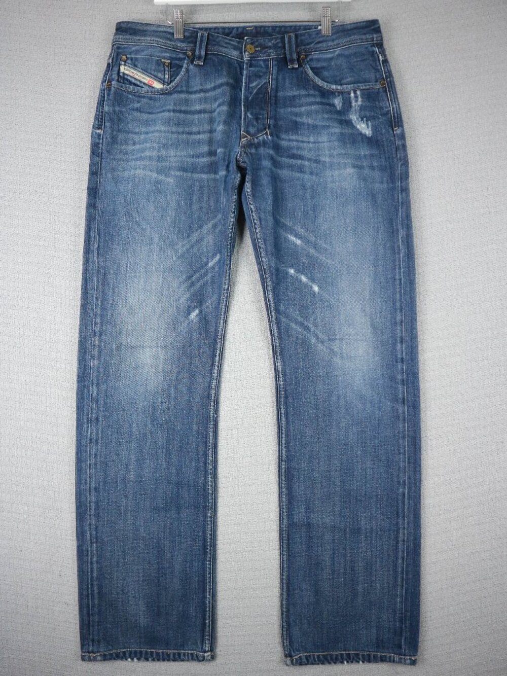 Diesel Larkee Regular Straight Leg Jeans Wash Distressed Grunge Blue Mens 34x33
